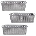Kuber Industries (Pack of 3) Storage Basket | Small M 15 | Multipurposes Countertop Baskets | Basket For Storage, Kitchen, Stationary | Cabinets Storage Organizer | Grey