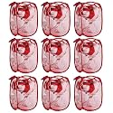 Kuber Industries Pack of 9 Unwashed Clothes Storage Basket | Foldable Laundry Basket for Clothes | Mesh Laundry Bag | Collapsible &amp; Portable | 30 LTR | Red