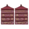 Kuber Industries Parachute Hanging Organizer For Jewellery, Makup Brush, Cosmetic Item, Stationery &amp; Small Accessories With 4 Transprant Zipper Pocket- Pack of 2 (Maroon)