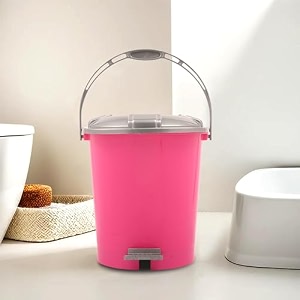 kuber industries dustbin  open dustbin  plastic garbage dustbin  dustbin for kitchen  dustbin for bathroom  office dustbin  plain sada dustbin  7 ltr  066  pack of 2  multi