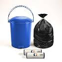 Kuber Industries Pedal Dustbin &amp; Garbage Bag Combo for Kitchen, Home, Office | 10 L Dustbin with Disposable Bags 19x21 In (Black - 2 Roll) Blue