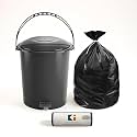 Kuber Industries Pedal Dustbin &amp; Garbage Bag Combo for Kitchen, Home, Office | 10 L Dustbin with Disposable Bags 19x21 In (Black - 1 Roll) Grey