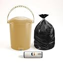 Kuber Industries Pedal Dustbin &amp; Garbage Bag Combo for Kitchen, Home, Office | 10 L Dustbin with Disposable Bags 19x21 In (Black - 1 Roll) Beige