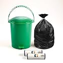 Kuber Industries Pedal Dustbin &amp; Garbage Bag Combo for Kitchen, Home, Office | 10 L Dustbin with Disposable Bags 19x21 In (Black - 2 Roll) Green