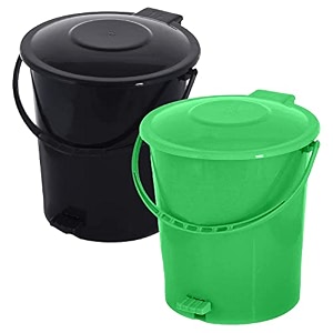 kuber industries pedal dustbin - 10 liter plastic kitchen waste bin for bedroom - pack of 2 multicolor