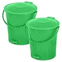 Kuber Industries Pedal Dustbin|Plastic Pedal Dustbin|Kitchen Waste Paper Bin|Dustbin For Bedroom|10 Liter Dustbin|Pack of 2 (Green)