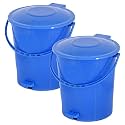 Kuber Industries Floral Printed Plastic Pedal Dustbin For Home, Kitchen, Office, Bathroom With Handle, 10 Litre (Blue)-47KM0760