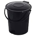 Kuber Industries Pedal Dustbin|Plastic Pedal Dustbin|Kitchen Waste Paper Bin|Dustbin For Bedroom|10 Liter Dustbin (Black)