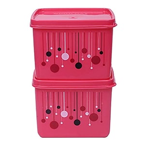 kuber industries plastic 2 pieces multipurpose storage container set 1000 ml green - ctktc23271