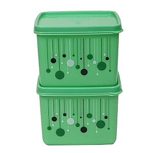 kuber industries plastic 2 pieces multipurpose storage container set 1000 ml green - ctktc23271