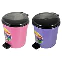 Kuber Industries Plastic 2 Pieces Table Top Desk Garbage Swing-Lid Dustbin Trash for Office Home Work Place, 2 LTR(Pink &amp; Blue)