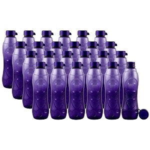 kuber industries plastic 24 pieces fridge water bottle with lid 1000ml purple - ctltc44579