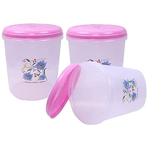 kuber industries plastic 3 pieces multipurpose storage container box 5000 ml pink -ctltc12615