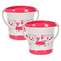 Kuber Industries Plastic Floral Print Bucket for Home/Kitchen/Office/with Handle, 18 litre (Blue & White)-46KM0376