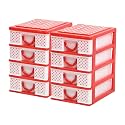 Kuber Industries Pack of 2 Plastic Drawer Storage Organizer for Beauty Products | 4-Layer Cosmetic Organizer Shelf for Makeup Table | Dots-White&amp;Red