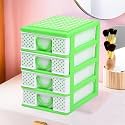 Kuber Industries 4-Layer Plastic Drawer Storage Organizer For Beauty Product | Cosmetic Organizer Shelf For Makeup Table | Dots-White&Green