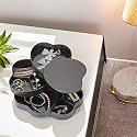 Kuber Industries Plastic Heart Shaped 4 Layer Rotating Jewellery Organisers with Lid | Counter Top, Desktop Storage Multi-Layer Jewellery Box Case Tray | Black