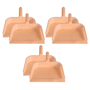 kuber industries plastic lightweight 1034 dustpan with comfort grip handle for easy sweep broom pack of 6 light pink