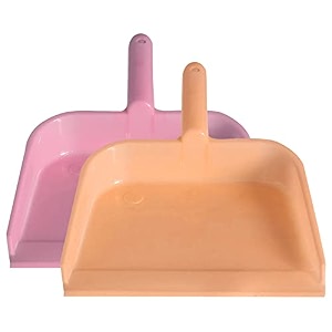 kuber industries plastic lightweight 1034 dustpan with comfort grip handle for easy sweep broom pack of 2 pink amp light pink