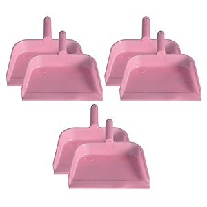 kuber industries plastic lightweight 1034 dustpan with comfort grip handle for easy sweep broom pack of 6 pink