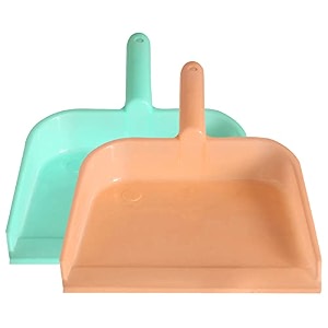 kuber industries plastic lightweight 1034 dustpan with comfort grip handle for easy sweep broom pack of 2 green amp light pink