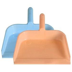kuber industries plastic lightweight 1034 dustpan with comfort grip handle for easy sweep broom pack of 2 blue amp light pink