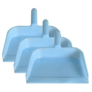 kuber industries plastic lightweight 1034 dustpan with comfort grip handle for easy sweep broom pack of 3 blue