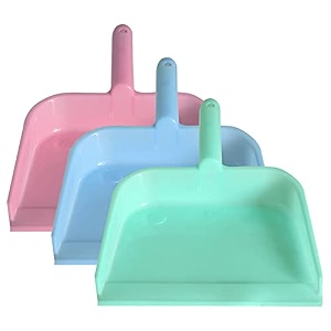 kuber industries plastic lightweight 1034 dustpan with comfort grip handle for easy sweep broom pack of 3 pink amp blue amp green