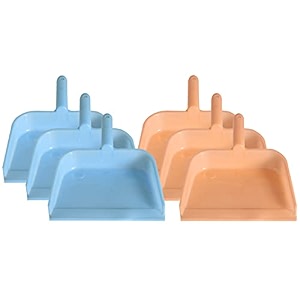 kuber industries plastic lightweight 1034 dustpan with comfort grip handle for easy sweep broom pack of 6 blue amp light pink
