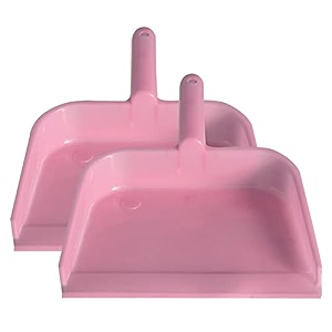 kuber industries plastic lightweight 1034 dustpan with comfort grip handle for easy sweep broom pack of 2 pink