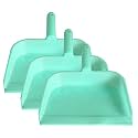 Kuber Industries Plastic Lightweight 10" Dustpan With Comfort Grip Handle for Easy Sweep Broom, Pack of 3 (Green)