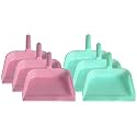 Kuber Industries Plastic Lightweight 10" Dustpan With Comfort Grip Handle for Easy Sweep Broom, Pack of 6 (Pink &amp; Green)