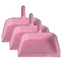 Kuber Industries Plastic Lightweight 10" Dustpan With Comfort Grip Handle for Easy Sweep Broom, Pack of 3 (Pink)