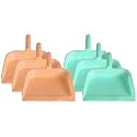Kuber Industries Plastic Lightweight 10" Dustpan With Comfort Grip Handle for Easy Sweep Broom, Pack of 6 (Green &amp; Light Pink)