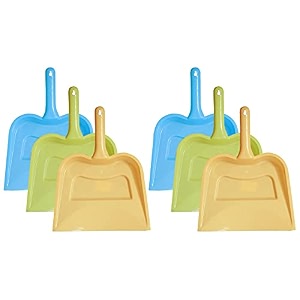 kuber industries plastic lightweight 1234 dustpan with comfort grip handle for easy sweep broom pack of 6 cream amp green amp blue