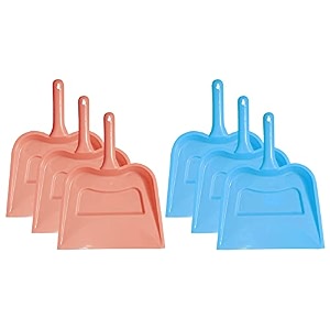 kuber industries plastic lightweight 1234 dustpan with comfort grip handle for easy sweep broom pack of 6 pink amp blue