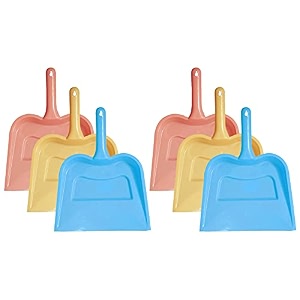 kuber industries plastic lightweight 1234 dustpan with comfort grip handle for easy sweep broom pack of 6 blue amp cream amp pink