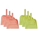 Kuber Industries Plastic Lightweight 12" Dustpan with Comfort Grip Handle for Easy Sweep Broom, Pack of 6 (Pink &amp; Green)