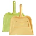 Kuber Industries Plastic Lightweight 12" Dustpan with Comfort Grip Handle for Easy Sweep Broom, Pack of 2 (Cream & Green)