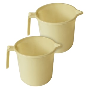 kuber industries plastic lightweight unbreakable bathroom mug 15 litre cream pack of 2