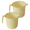 Kuber Industries Plastic Lightweight, Unbreakable Bathroom Mug 1.5 Litre (Cream, Pack of 2)