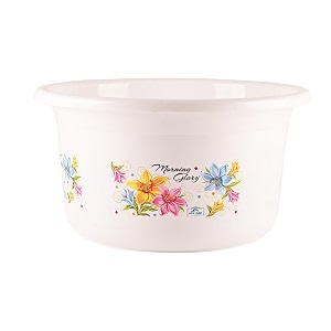 kuber industries plastic tub  bath tub of bathing amp washing  tub for bathroom  bathtub for baby  flower print water tub  25 ltr  white