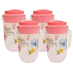 kuber industries polka dots design plastic 4 pieces drinking water jug 2400 ml pink