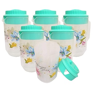 kuber industries polka dots design plastic 6 pieces drinking water jug 2400 ml blue