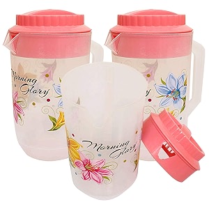 kuber industries polka dots design plastic 3 pieces drinking water jug 2400 ml pink