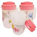 Kuber Industries Polka Dots Design Plastic 3 Pieces Drinking Water Jug 2400 ML (Pink)