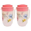 Kuber Industries Polka Dots Design Plastic 2 Pieces Drinking Water Jug 2400 ML (Pink)