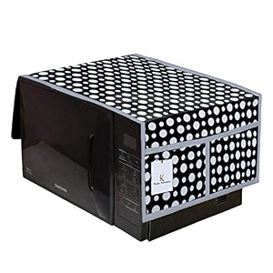 kuber industries polka dots design pvc microwave oven top cover 20 liter with utility 4 pockets grey - ctktc040704