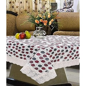 kuber industries 3d checkered design pvc 6 seater dining table cover 6034x9034 brown - ctktc040120