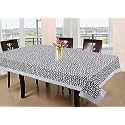 Kuber Industries Polka Dots Print Table Cloth 6 Seater|Waterproof Dining Table Cover 6 Seater|Table Protector for Indoor &amp; Outdoor 90x60 (Grey)